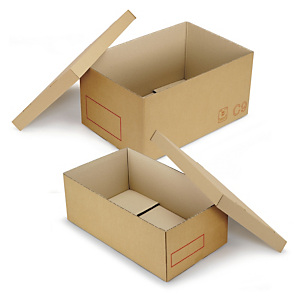 Caisse carton Galia double cannelure avec couvercle renforcé 40x30x30 cm