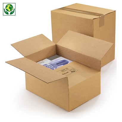 Caisse carton à hauteur variable et montage instantané simple cannelure RAJA 43x30,5x18/25 cm - 1