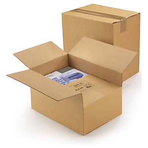 Caisse carton à hauteur variable et montage instantané simple cannelure 43x30,5x18/25 cm