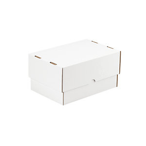 Caisse carton télescopique blanche simple cannelure 30,5x21,5x10,5/18 cm