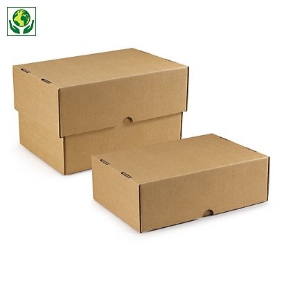 Caisse carton télescopique brune simple cannelure RAJA 21,5x15,5x5/9 cm - 1