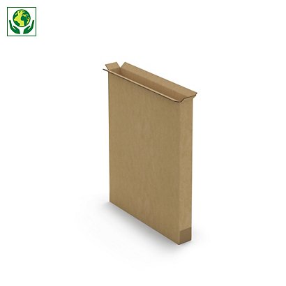 Caisse carton télescopique pour produit plat brune double cannelure 100x18x130 cm - 1