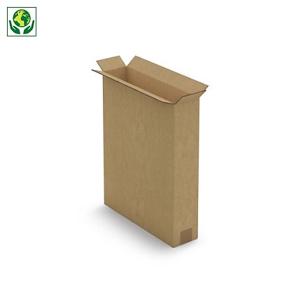 Caisse carton télescopique pour produit plat brune double cannelure 40x10x80 cm - 1