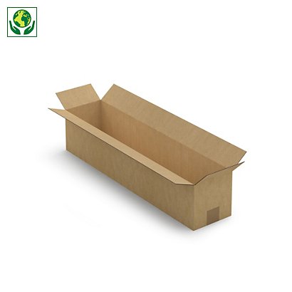 Caisse carton longue simple cannelure à grande ouverture RAJA 70x15x15 cm - 1