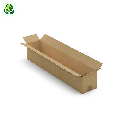 Caisse carton longue simple cannelure à grande ouverture RAJA 80x15x15 cm - 1