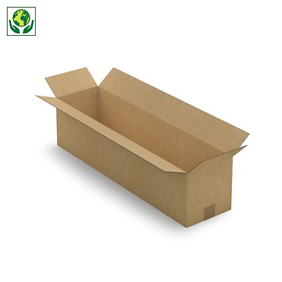 Caisse carton longue simple cannelure à grande ouverture RAJA 80x20x20 cm - 1