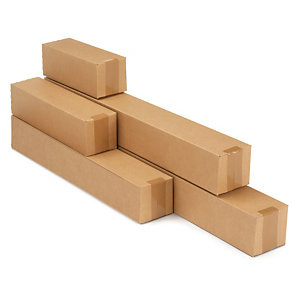 Caisse carton longue simple cannelure à montage instantané longueur 31 à 100 cm