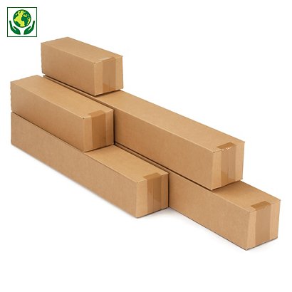 Caisse carton longue simple cannelure à montage instantané longueur 31 à 100 cm - 1