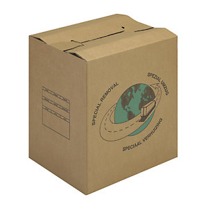 Caisse carton de déménagement double cannelure avec poignées RAJA 55 x 35 x 30 cm, lot de 20
