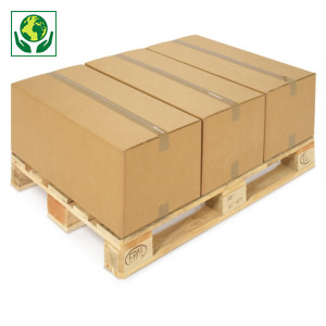 Caisse carton palettisable brune double cannelure RAJA - adaptée palette 80x120 cm