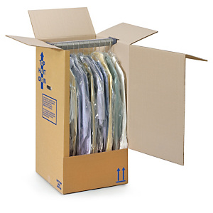 Caisse carton penderie avec barre porte-cintres Qualité Super 50x50x100 cm