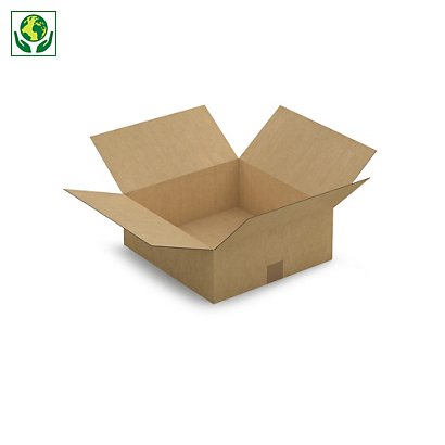 Caisse carton plate brune simple cannelure Raja 38,5 x 37 x 14 cm - 1
