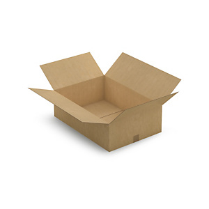 Caisse carton plate brune simple cannelure RAJA 65x45x20 cm