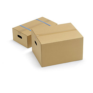 Caisse carton à poignées et montage rapide double cannelure 59x39x38 cm