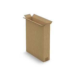 Caisse carton télescopique pour produit plat brune double cannelure 40x10x80 cm