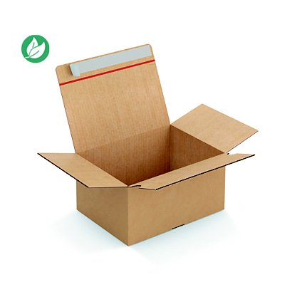 Caisse à montage instantané et fermeture adhésive en carton simple cannelure brun - L.31 x l.23 x H.16 cm - Lot de 20 - 1