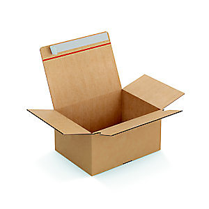 Caisse à montage instantané et fermeture adhésive en carton simple cannelure brun - L.int. 31 x l.23 x H.16 cm - Lot de 20