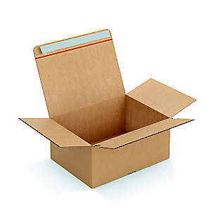 Caisse à montage instantané et fermeture adhésive en carton simple cannelure brun - L.int. 39 x l.29 x H.18 cm - Lot de 20 Caisse à montage instantané et fermeture adhésive en carton simple cannelure brun - L.int. 39 x l.29 x H.18 cm - Lot de 20