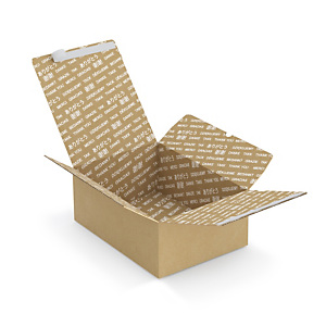 Caisse à montage instantané fermeture adhésive aller-retour et impression Merci 35x25x14 cm