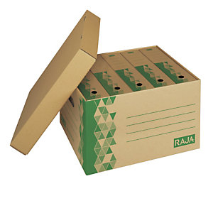 Caisse multi-usage recyclée avec couvercle RAJA,10 x 37 x 32 cm, lot de 10