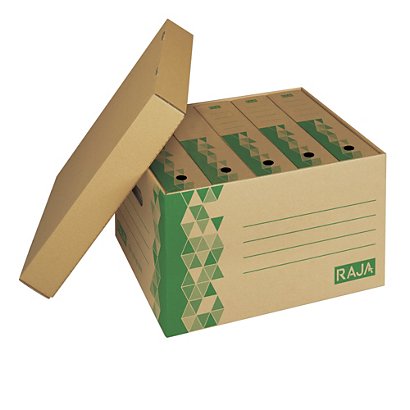 Caisse multi-usage recyclée avec couvercle RAJA,10 x 37 x 32 cm, lot de 10 - 1