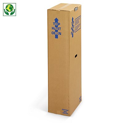 Caisse-penderie carton double cannelure 50x30x135 cm - 1