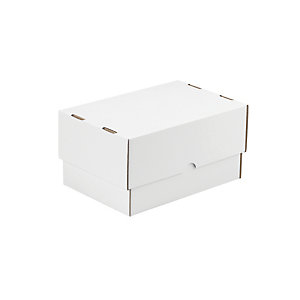 Caisses carton télescopique blanche simple cannelure 30,5 x 21,5 x 10,5/18 cm, lot de 25