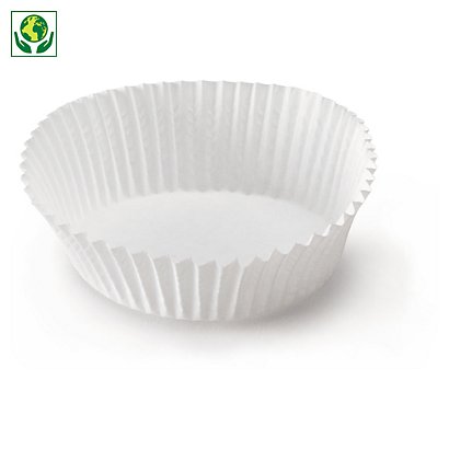 Caissette pâtisserie ronde en papier plissé blanche ecologique et