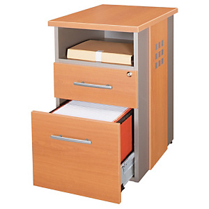 Caisson Axiome hauteur bureau L. 44,5 x P. 60 x H. 75 - Corps Anthracite - Façades Merisier Caisson Axiome hauteur bureau L. 44,5 x P. 60 x H. 75 - Corps Anthracite - Façades Merisier