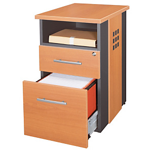 Caisson Axiome hauteur bureau L. 44,5 x P. 80 x H. 75 - Corps Anthracite - Façades Hêtre Caisson Axiome hauteur bureau L. 44,5 x P. 80 x H. 75 - Corps Anthracite - Façades Hêtre