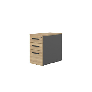 Caisson hauteur bureau Harmonie 3 tiroirs - L. 42 x P. 60 cm - Chêne Bocage et anthracite Caisson hauteur bureau Harmonie 3 tiroirs - L. 42 x P. 60 cm - Chêne Bocage et anthracite