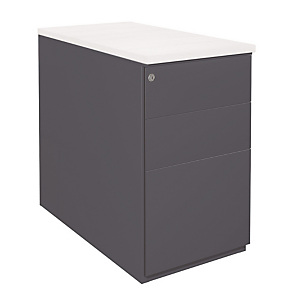 Caisson hauteur bureau métal NF Environnement Anthracite top Blanc, H.72 x L. 42 x P. 80 cm Caisson hauteur bureau métal NF Environnement Anthracite top Blanc, H.72 x L. 42 x P. 80 cm