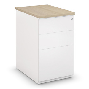 Caisson hauteur bureau métal NF Environnement Blanc top Chêne, H.72 x L. 42 x P. 60 cm Caisson hauteur bureau métal NF Environnement Blanc top Chêne, H.72 x L. 42 x P. 60 cm
