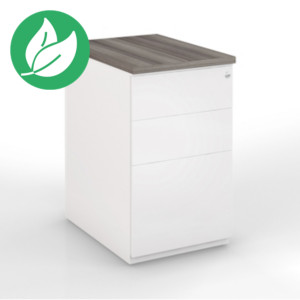 Caisson hauteur bureau métal NF Environnement Blanc top Cèdre, H.72 x L. 42 x P. 80 cm Caisson hauteur bureau métal NF Environnement Blanc top Cèdre, H.72 x L. 42 x P. 80 cm