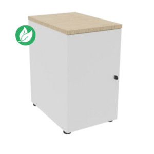 Caisson mélaminé hauteur bureau 1 porte battante L.42 x P.60 x H.72 cm - Corps Blanc - Top Chêne Caisson mélaminé hauteur bureau 1 porte battante L.42 x P.60 x H.72 cm - Corps Blanc - Top Chêne