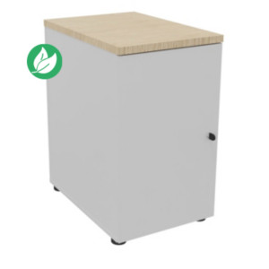 Caisson mélaminé hauteur bureau 1 porte battante L.42 x P.60 x H.72 cm - Corps Gris - Top Chêne Caisson mélaminé hauteur bureau 1 porte battante L.42 x P.60 x H.72 cm - Corps Gris - Top Chêne