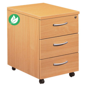 Caisson mobile 3 tiroirs L.42 x P.58 x H.60 cm - Hêtre Caisson mobile 3 tiroirs L.42 x P.58 x H.60 cm - Hêtre