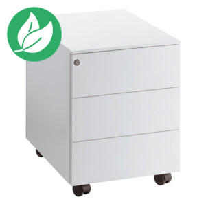 Caisson mobile 3 tiroirs métal NF Environnement Blanc - H.55,5 x L. 42 x P. 53 cm Caisson mobile 3 tiroirs métal NF Environnement Blanc - H.55,5 x L. 42 x P. 53 cm