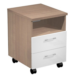 Caisson mobile en mélaminé Bari 2 tiroirs avec niche Cerisier / Blanc Caisson mobile en mélaminé Bari 2 tiroirs avec niche Cerisier / Blanc