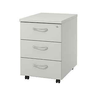 Caisson mobile mélaminé NF Environnement 3 tiroirs Gris - H.60 x L. 42 x P. 59 cm