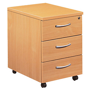 Caisson mobile mélaminé NF Environnement 3 tiroirs Hêtre - H.60 x L. 42 x P. 59 cm