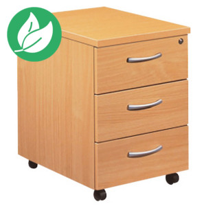 Caisson mobile mélaminé NF Environnement 3 tiroirs Hêtre - H.60 x L. 42 x P. 59 cm Caisson mobile mélaminé NF Environnement 3 tiroirs Hêtre - H.60 x L. 42 x P. 59 cm