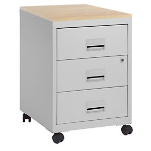 Caisson mobile Pratic Plus 3 tiroirs - Hêtre - tiroirs Aluminium Caisson mobile Pratic Plus 3 tiroirs - Hêtre - tiroirs Aluminium