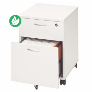 Caisson mobile Pronto - L.43 x P.42 x H.60 cm - 2 tiroirs - Blanc Caisson mobile Pronto - L.43 x P.42 x H.60 cm - 2 tiroirs - Blanc