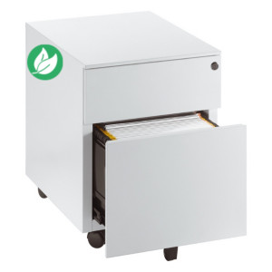 Caisson mobile métal Universal - 2 tiroirs avec serrure - Blanc Caisson mobile métal Universal - 2 tiroirs avec serrure - Blanc