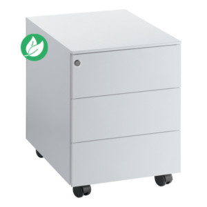 Caisson mobile métal Universal - 3 tiroirs avec serrure - Aluminium Caisson mobile métal Universal - 3 tiroirs avec serrure - Aluminium