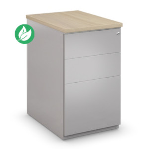Caisson métal hauteur bureau L.42 x P.60 x H.72 cm - Corps Aluminium - Top Chêne Caisson métal hauteur bureau L.42 x P.60 x H.72 cm - Corps Aluminium - Top Chêne