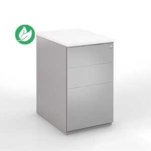 Caisson métal hauteur bureau L.42 x P.80 x H.72 cm - Corps Aluminium - Top Blanc Caisson métal hauteur bureau L.42 x P.80 x H.72 cm - Corps Aluminium - Top Blanc