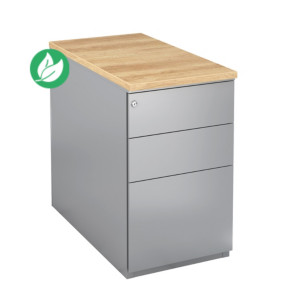 Caisson métal hauteur bureau L.42 x P.80 x H.72 cm - Corps Aluminium - Top Chêne Nebraska Caisson métal hauteur bureau L.42 x P.80 x H.72 cm - Corps Aluminium - Top Chêne Nebraska