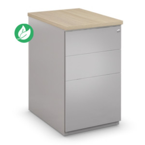 Caisson métal hauteur bureau L.42 x P.80 x H.72 cm - Corps Aluminium - Top Chêne Caisson métal hauteur bureau L.42 x P.80 x H.72 cm - Corps Aluminium - Top Chêne